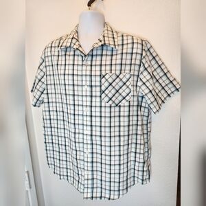 Tony Hawk White Blue Gray Casual Button Down Shirt